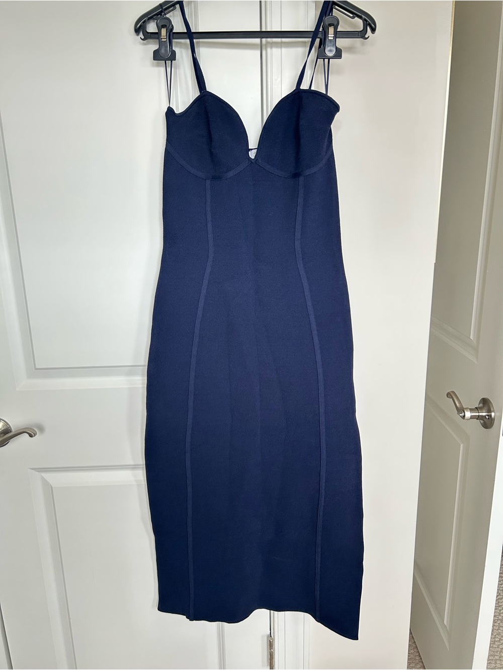 Zara Navy Bustier Midi Bodycon Dress
